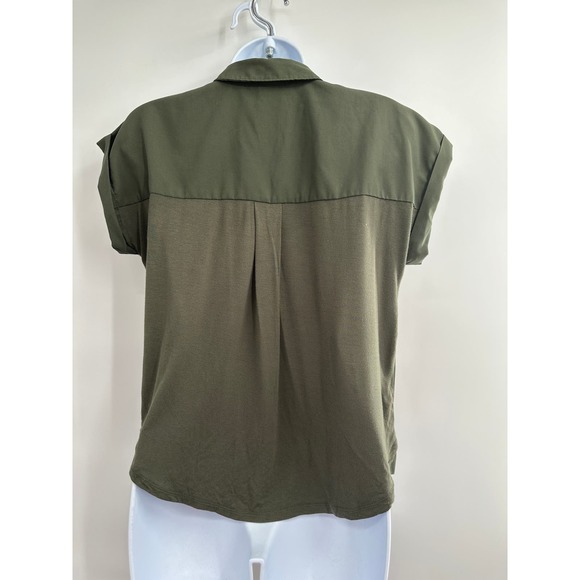 A New Day Green Collared Short Sleeve Top XS - Picture 3 of 5